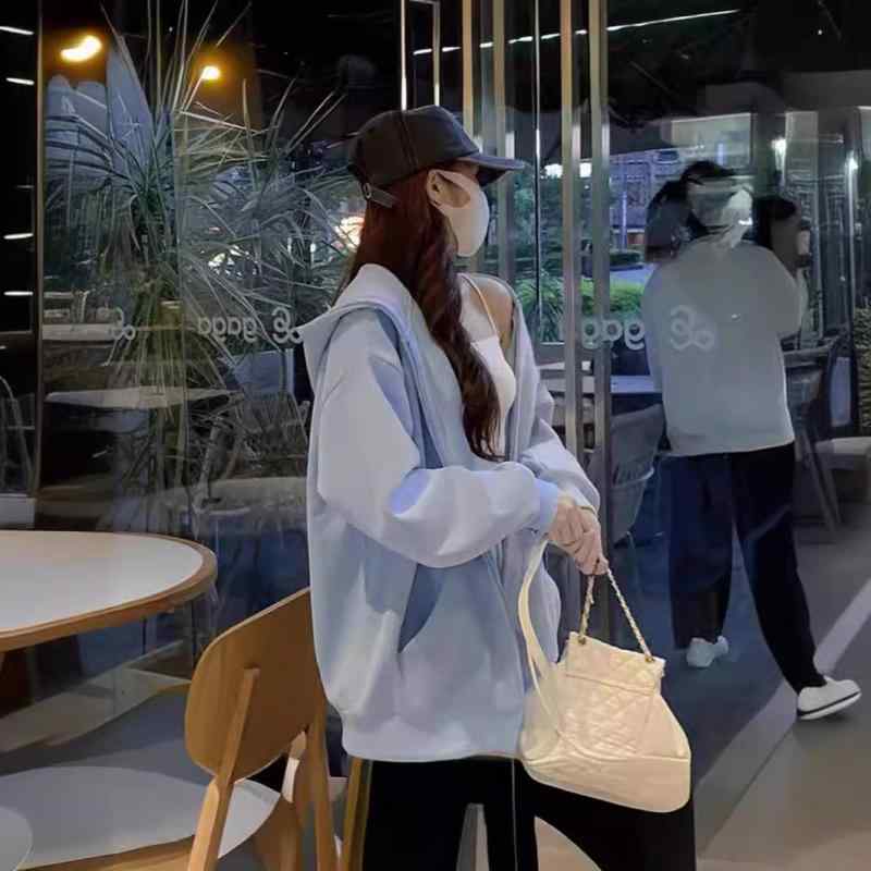 パーカー レディース 秋冬 オーバーサイズ フーディー ライトアウター 韓国風 カジュアル ゆったり ジップアップ トップス 白灰色 深灰 杏色 ポリエステル