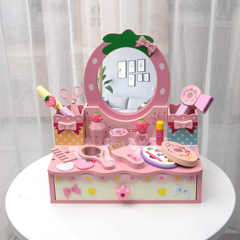 おもちゃ ドレッサー キッズ 子供用 メイクアップセット 木製 知育玩具 ピンク系