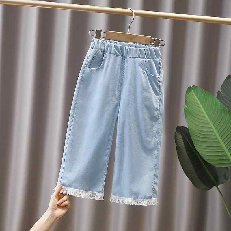 子供用ジーンズ ガールズ デニムパンツ 薄手 夏用 接触冷感 ロングパンツ ミドルウエスト 花柄 レース 防虫 90cm 100cm 110cm 120cm 130cm 140cm 150cm 160cm