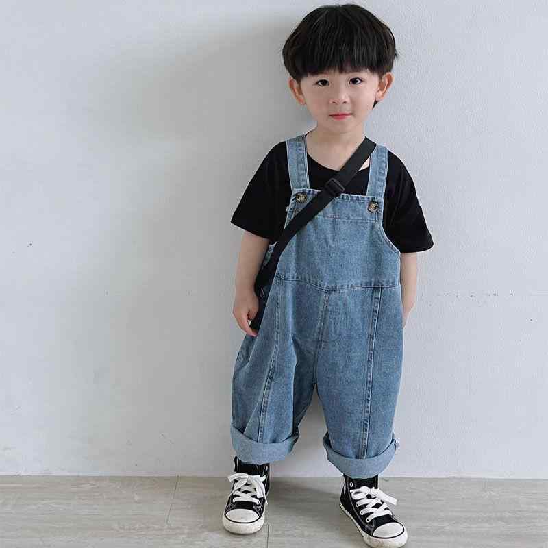 キッズ デニム オーバーオール パンツ ゆったり ロングパンツ ブルー 中大サイズ 8歳以上