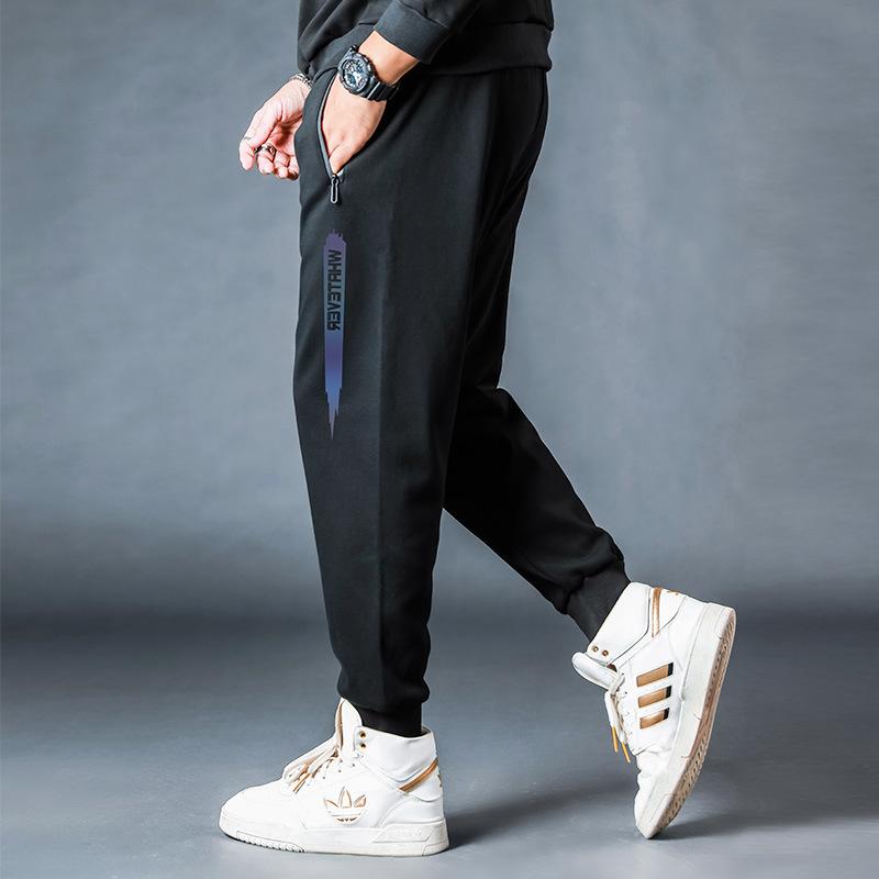 パンツ 男性用 スウェットパンツ 裾絞り ルーズフィット コットン プリント 秋物 7彩尖条 1XL 2XL 3XL 4XL 5XL 6XL 7XL 8XL