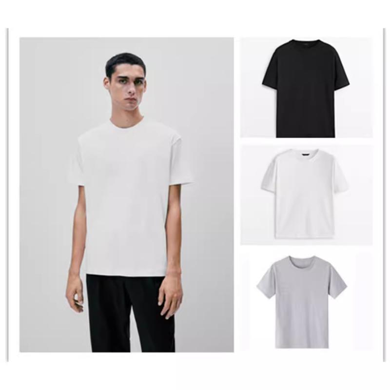 Tシャツ メンズ 男性用 無地 コットン 綿100% 半袖 ルーズ ラウンドネック カットソー トップス 春夏 秋冬 普段使い デイリー ウェア 黒 白 灰色