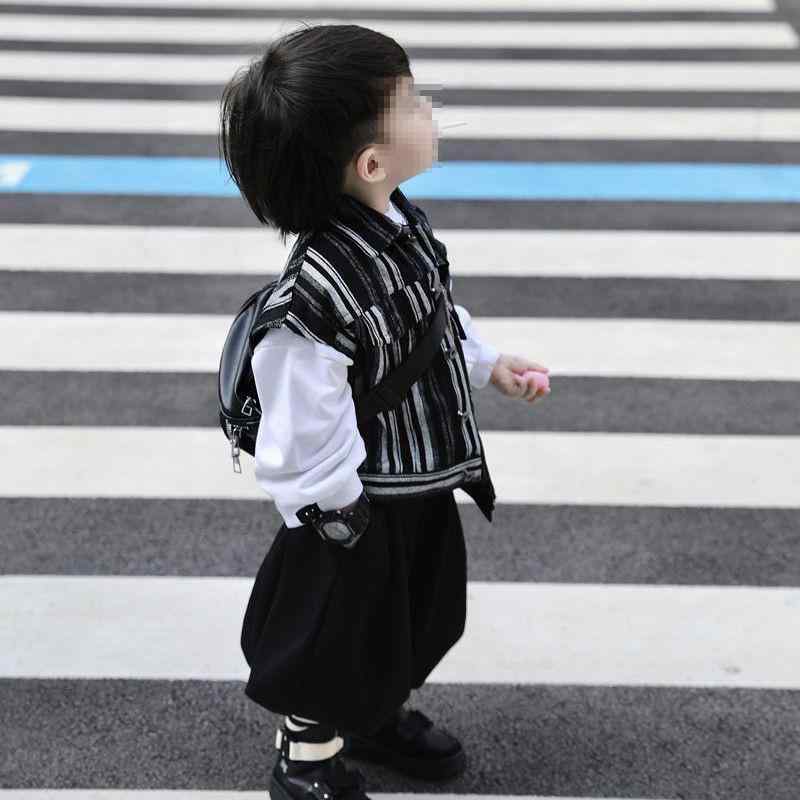 子供用セットアップ 秋冬 ボーイズ ストライプ ベスト付きトップス 男児 ベビー服 長袖 スウェットパンツ 3点セット 綿85% 80cm 90cm 100cm 110cm 120cm 130cm 140cm