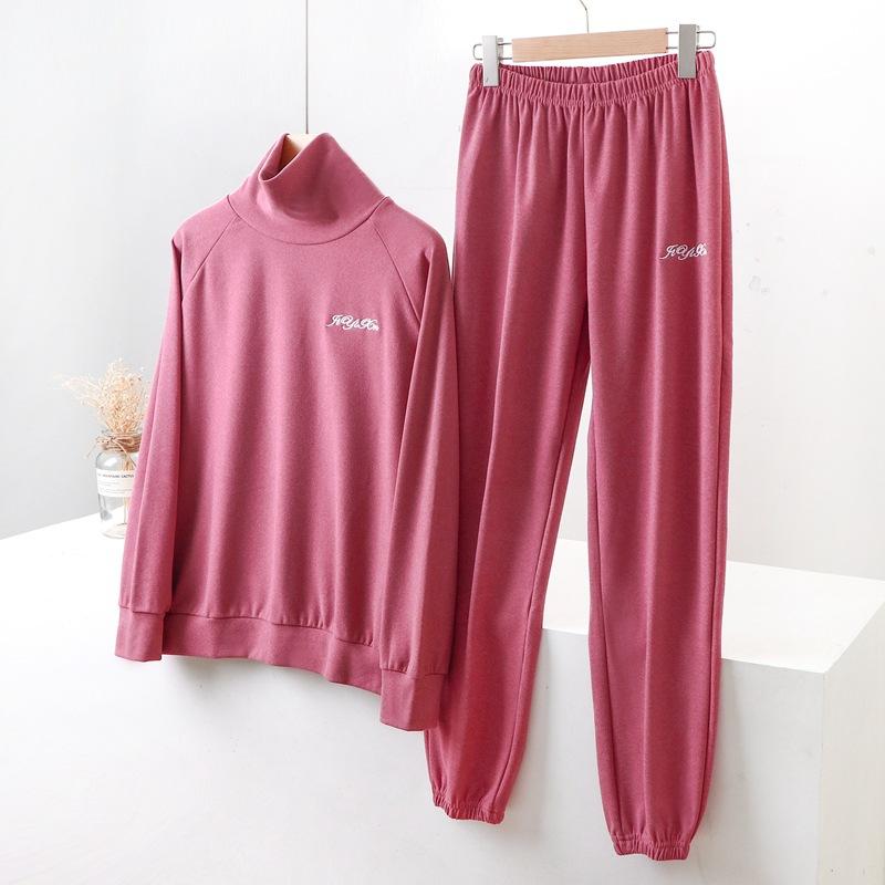 セットアップ レディース 秋冬 リブニット 暖かい ジャージ 上下セット 部屋着 ルームウェア M L XL XXL グレー ピンク系