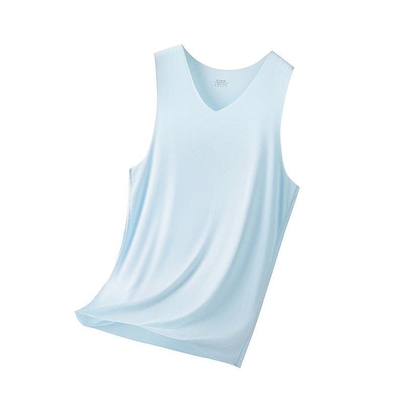 メンズ タンクトップ ノースリーブ Tシャツ モダール Vネック 春夏 スポーツ インナー 部屋着 普段使い 白/グレー/黒/水色