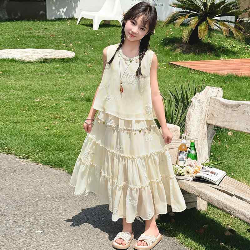 子供服 ボヘミアン セットアップ スカート 女の子 夏服 刺繍 花柄 妖精 プリンセス リゾート ワンピース 120cm 130cm 140cm 150cm 160cm 170cm