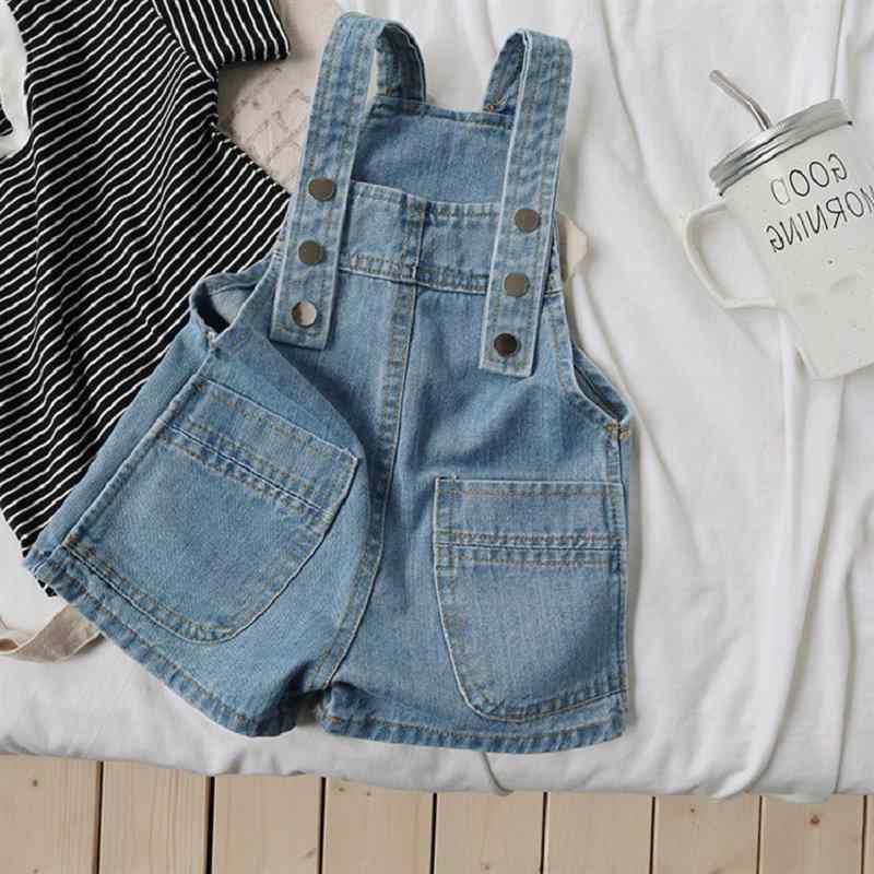 子供服 デニムオーバーオール パンツ 女の子 夏物 水洗い加工 ショートパンツ 3歳 4歳 5歳 6歳 7歳 8歳 ガールズ コットン カジュアル 普段着 韓国風