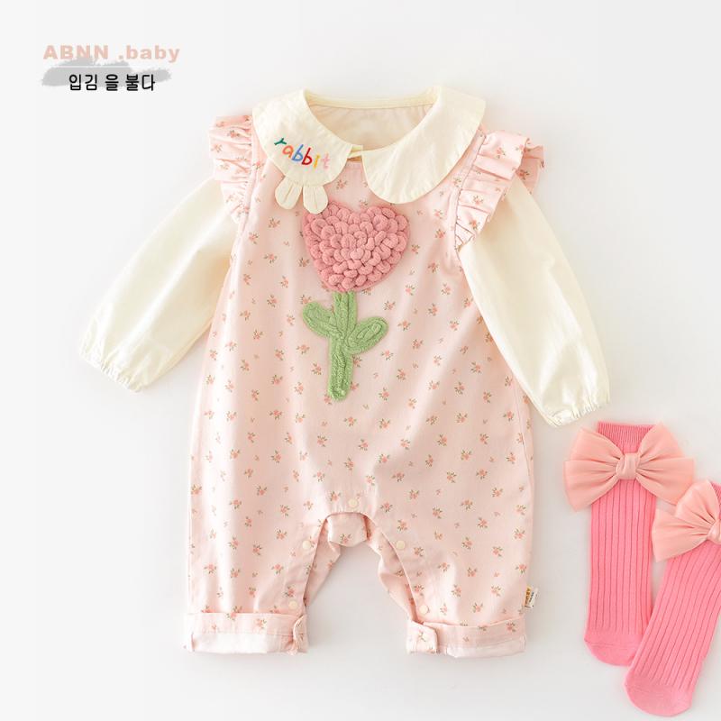 ベビー キッズ 春物 花柄 パンツ 新生児 女の子 コットン 背当て ズボン 春秋 73CM 80cm 90cm 100cm 赤花 緑葉