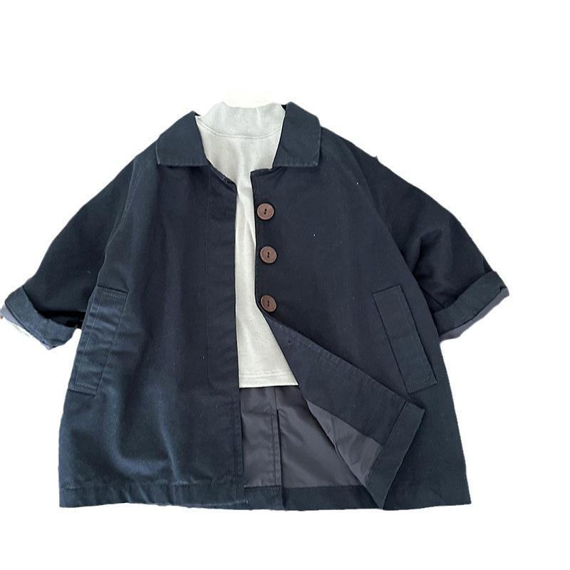 子供服 キッズ 男女兼用 トレンチコート ロング丈 春秋 韓国風 無地 コットン 90cm 100cm 110cm 120cm 130cm 140cm 150cm ベージュ キャメル色