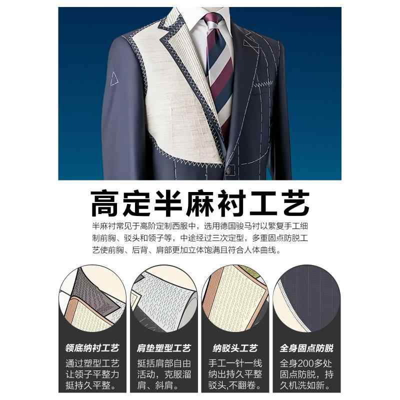 スーツ メンズ 男性用 羊毛 ウール100% セットアップ ビジネス フォーマル 結婚式 パーティー 春秋 修身型 スリム 紺 ネイビー 高級感