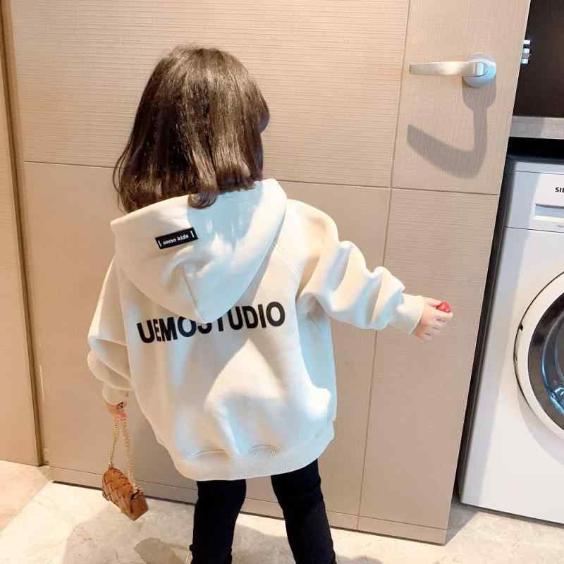 キッズ パーカー 秋冬 長袖 子供服 女の子 アウター アルファベット柄 フード付き トップス 裏起毛 厚手 ミドル丈 普段着 ベージュ 黒 80 90 100 110 120 130 140 150 160