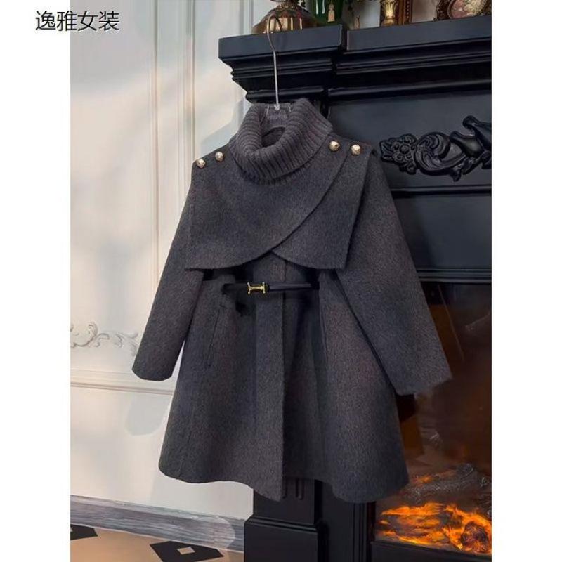 子供服 アウター 秋冬 ウール コート ポンチョ 中 ??? キッズ 取り外し可能 ショール ミドル丈 ロング丈 高品質 灰色 赤色
