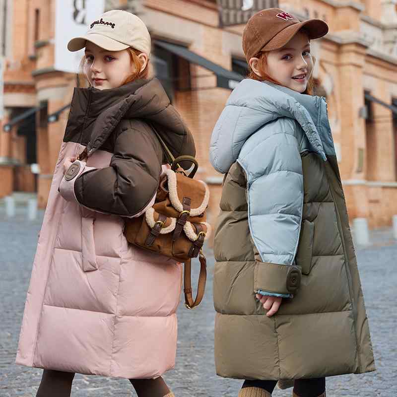 子供服 ガールズ ダウンジャケット 中綿 コート 女の子 アウター 秋冬 白ダウン 中長丈 厚手 防寒 120cm 130cm 140cm 150cm 160cm ポリエステル かわいい おしゃれ ピンク系 ブラウン系 ブルー系 ブラック系|Tanzan