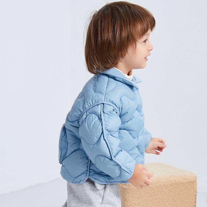 子供用ダウンジャケット キッズ ボーイズ ガールズ 秋冬 ショート丈 アウター 73CM 80cm 90cm 100cm 110cm ポリエステル 無地 カートーン柄 黄色 桃色 紫色 水色 ベージュ オフホワイト