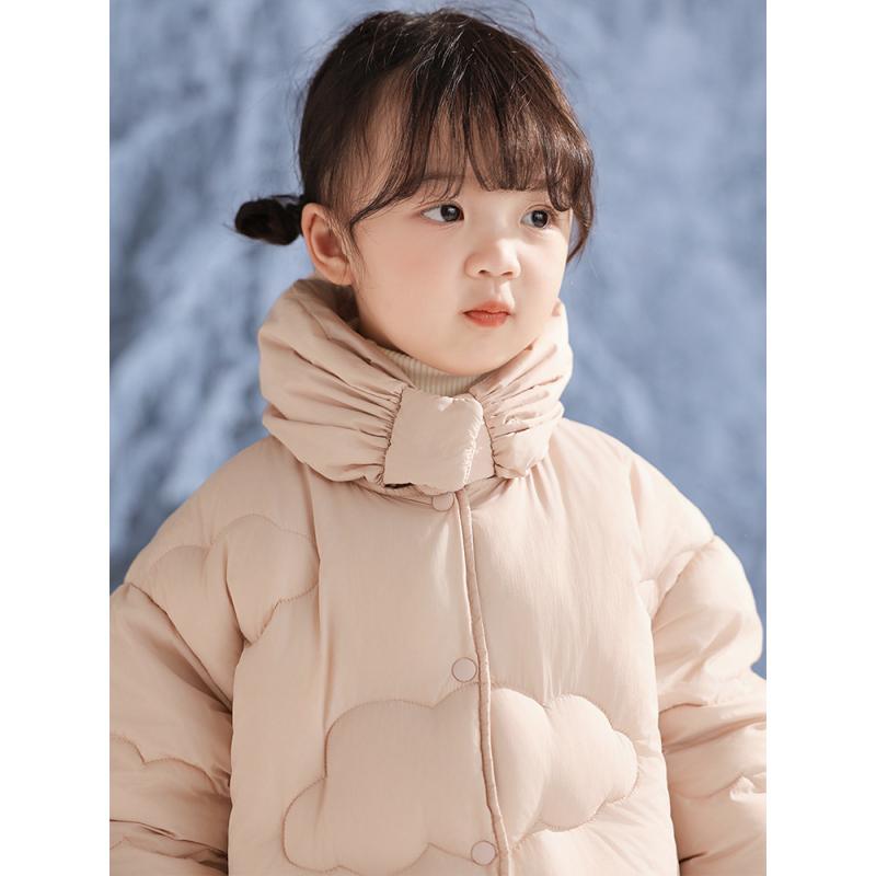 子供服 ダウンジャケット ガールズ 中綿入り 防風 撥水 アウター ジャンパー 女の子 中小童 ピンク系 かわいい 雲柄 キルティング 90 白ダックダウン 暖かい 冬｜Tanzan