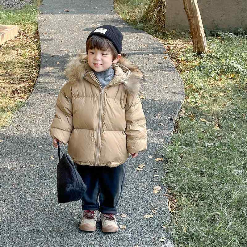 小わっぱ服 落ち込む上衣 御坊っちゃん用 韓国風 中綿入り口・入口 アウター 秋冬 防寒 80～160珊 縞模様 カーキ モランディグリーン ブドウ酒赤いこと 黒いこと キッズファッション-キッズ・ベビー・マタニティ
