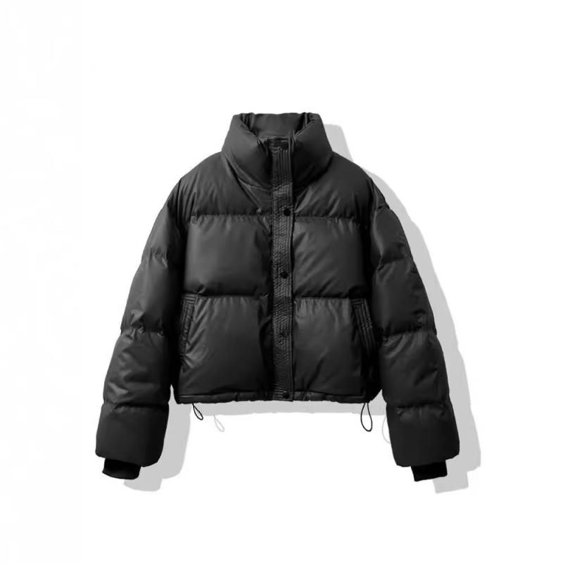 綿入り ジャケット レディース ショート丈 PUレザー 中綿入り ゆったり 厚手 アウター トップス 長袖 ハイネック 秋冬 白 黒 緑 コーヒー色
