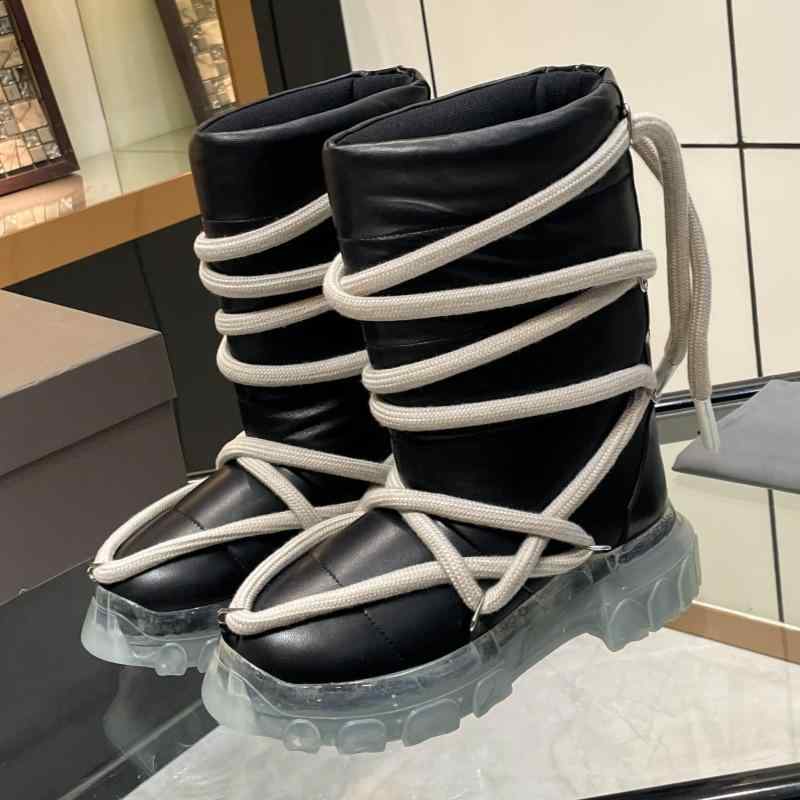 スノーブーツ 男女兼用 ラウンドトゥ 羊革 クリスタルソール タコモチーフ ミドル丈ブーツ 防滑 保温 耐摩耗 秋冬 ブラック 23,846円