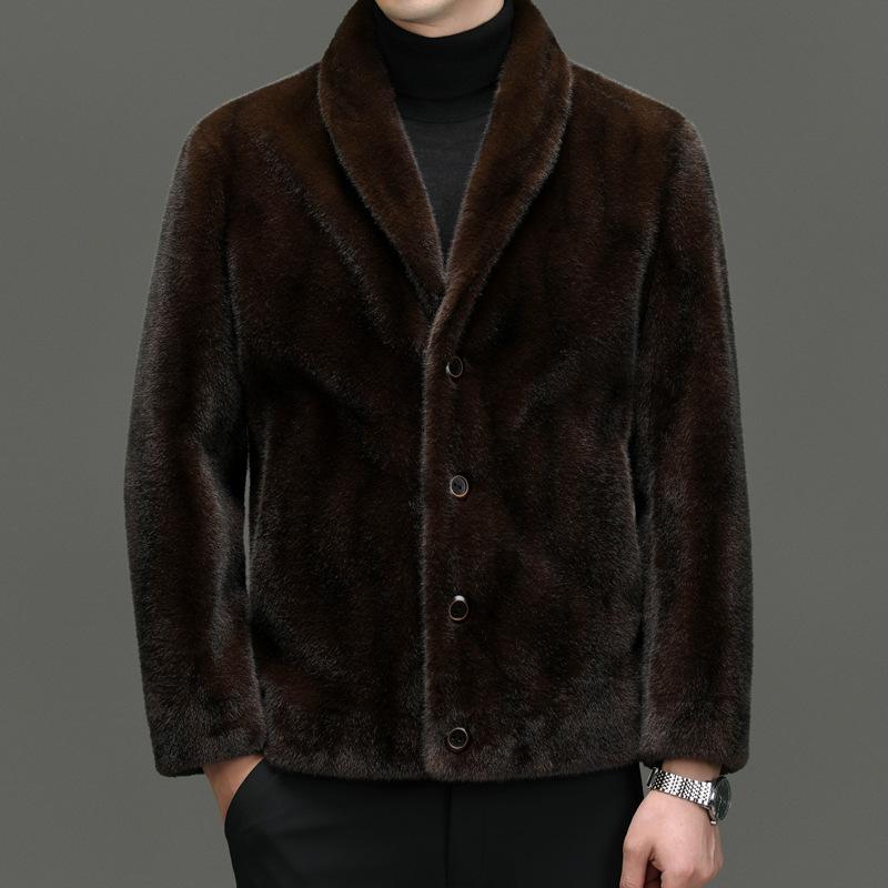 コート メンズ 男性用 フェイクファー リバーシブル シングルブレスト ショート丈 ジャケット ゆったり 普段使い ビジネス カジュアル 秋冬 ブラック ブラウン