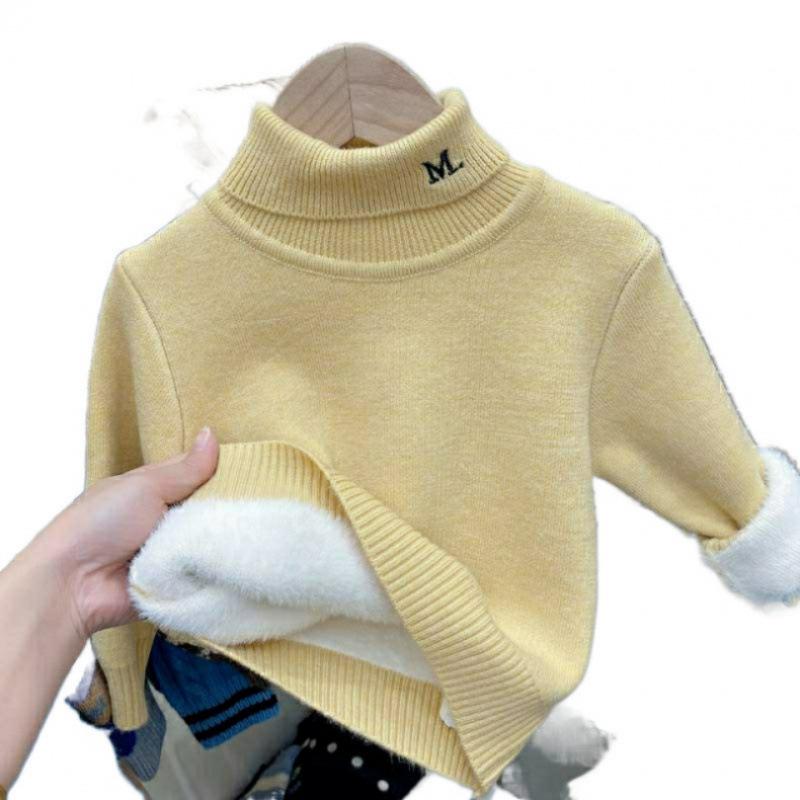 ニット キッズ 冬用 裏起毛 厚手 子供用 セーター ベビー タートルネック あったか トップス 白 黒 アイボリー 80 90 100 110 120 130 140