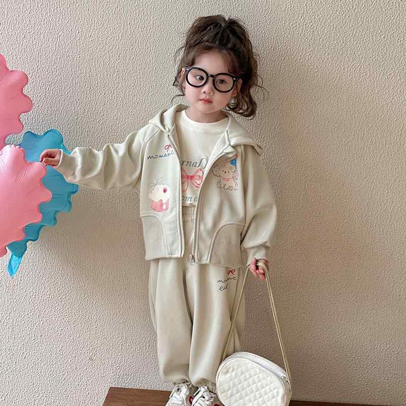 子供用セットアップ スウェット2点セット 春秋 女の子 パーカー パンツ 上下セット 80cm 90cm 100cm 110cm 120cm 130cm グレーグリーン