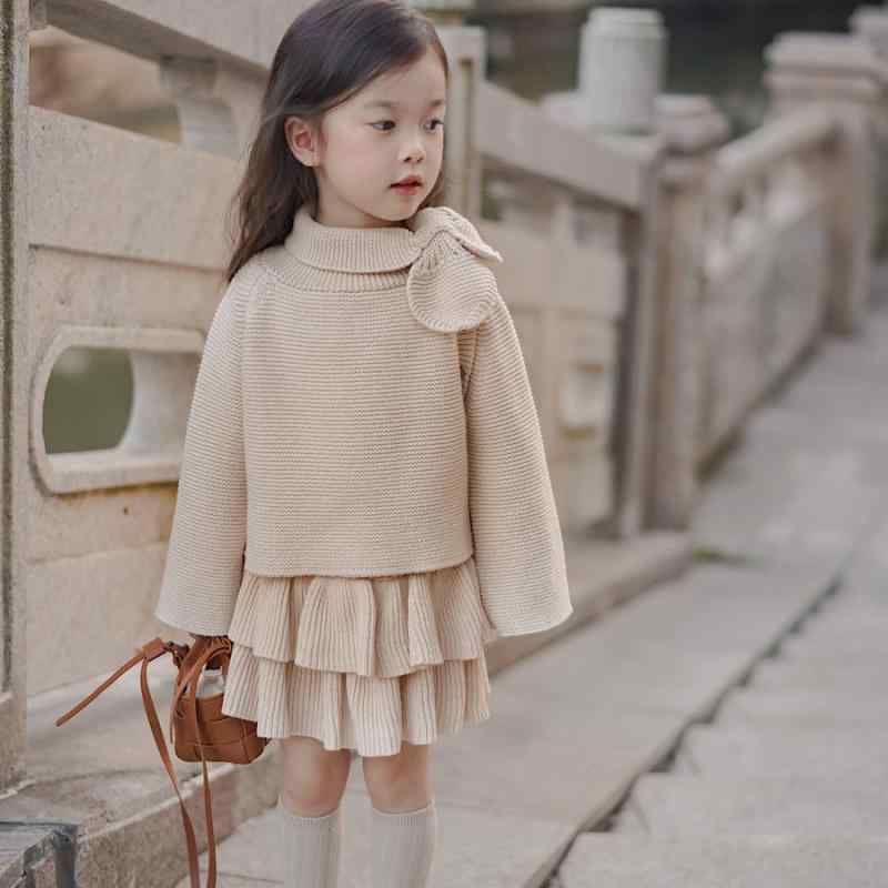 ニット キッズ 女の子 秋冬 ニット トップス ＆ パンツ 上下 2点セット 学院風 子供服 セーター カットソー パンツ ズボン 綿80% 90 100 110 120 130