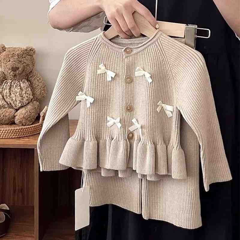 子供服 女の子 ニット セットアップ カーディガン トップス パンツ 2点セット 秋冬 春 かわいい 普段着 韓国風