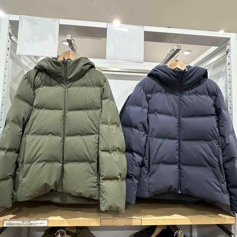 羽毛ジャケット メンズ 防風 防水 シームレス コールテン 無縫製 グースダウン フード付き 厚手 軽量 暖かい ブルゾン ジャンパー アウター コート 防寒着 秋冬 グレー 黒 ブラウン グリーン ネイビー