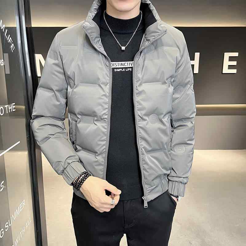 落ち込む上衣 メンズ 成人男性用 冬物 アウター 軽さ 防寒 立襟 生あたたかい 白ダックダウン 朦々たる 無地 薄墨色 黒 カーキ色