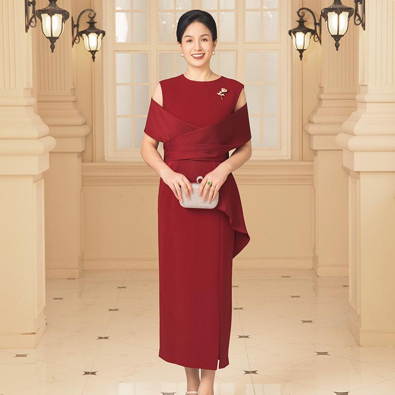 瀬戸もの御召しもの レディース 華燭の典 お母さん フォーマルドレス ノースリーブ 高腰 ミモレ丈 衣装 華燭の典 礼服 御造作 寄りあい 酒 ポリエステル