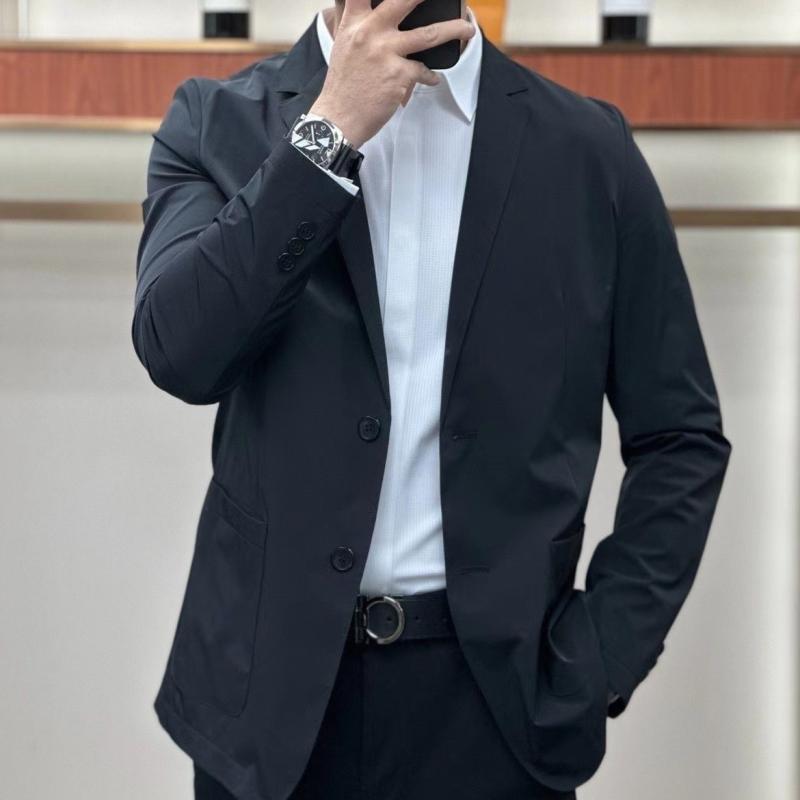 背広 メンズ 成人男性用 テーラードジャケット 商行為 心地好い 時間 薄っぺら 無地 スポーツジャケット 黒いこと 青色 綿織物 ポリエステル混紡 スーツ・セットアップ-メンズファッション