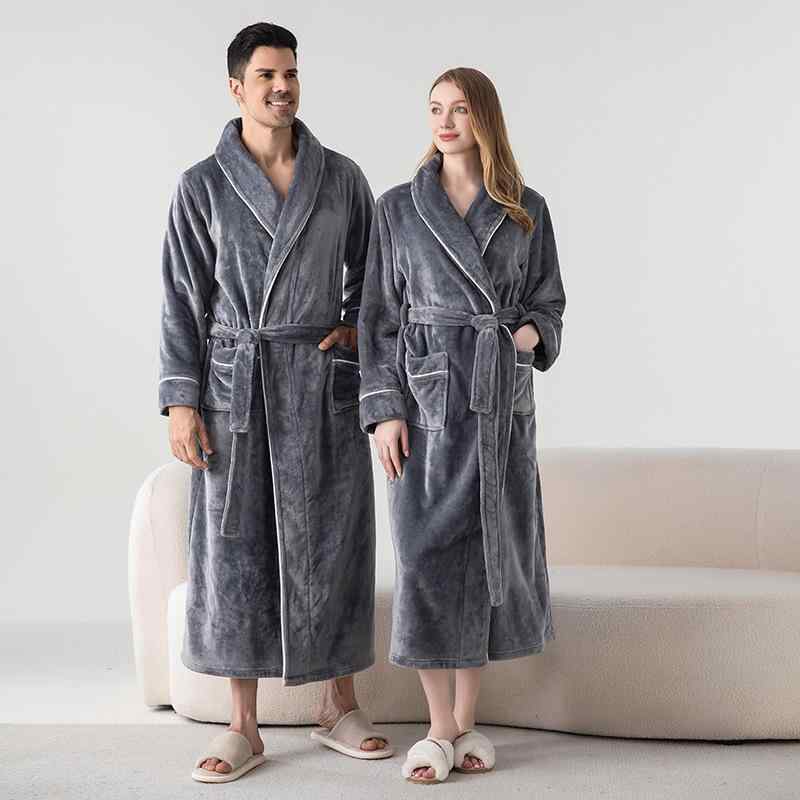 バスローブ レディース メンズ フランネル 厚手 パジャマ 寝間着 ペア 夫婦 部屋着 ルームウェア あったか 暖か 秋冬 防寒 冷え対策 ?ν