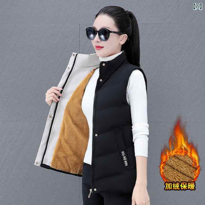 ベスト レディース 中高年 ママ 服 秋冬 羽毛入り綿 暖かい フリース 裏地 スタンドカラー 配色 前開き ジップアップ チョッキ ブラック レッド系 ブルー M L XL 2XL 3XL 4XL