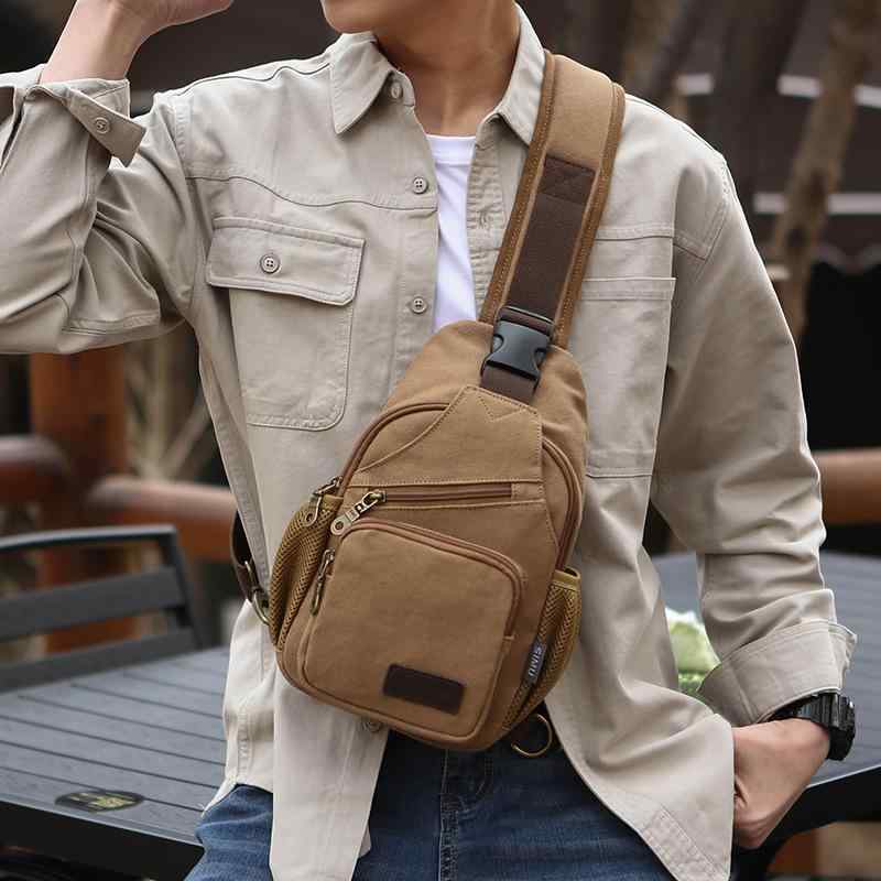 ボディバッグ メンズ 男性用 鞄 斜めがけ 帆布 キャンバス 耐摩耗性 無地 カーキ色 ブルー ブラック コーヒー色 グレー