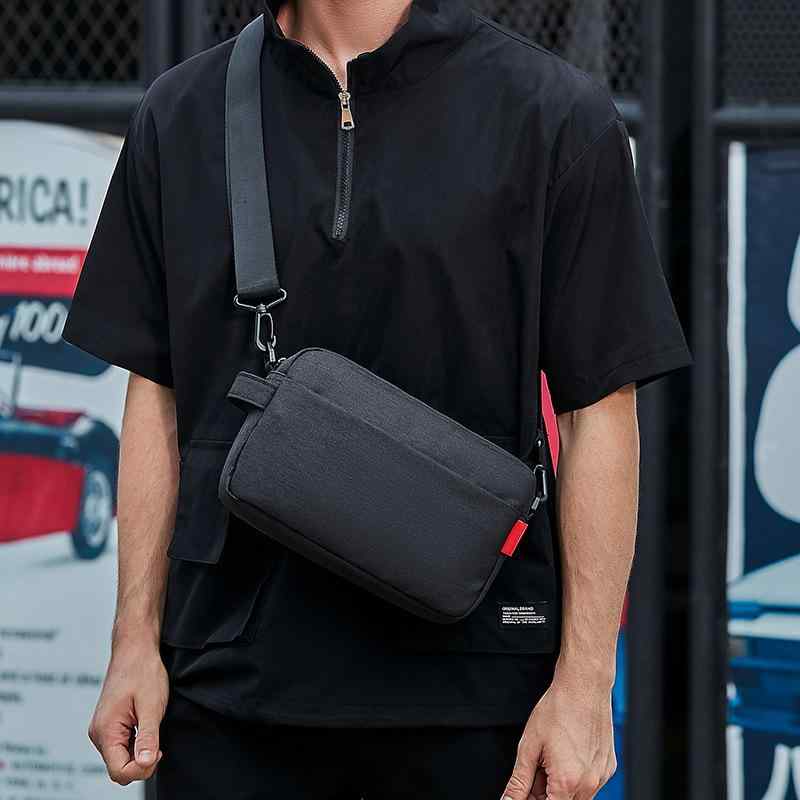 メンズ ショルダーバッグ 小型 オックスフォード クロスボディバッグ 男性用 鞄 カジュアル スポーティ ブラック