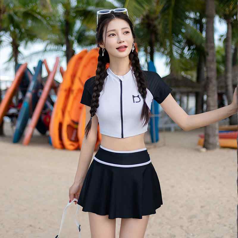 水着 レディース かわいい 小さめ 清潔感 セパレート 半袖 速乾 学生 スイムウェア 温泉 海水浴 白 M L XL XXL