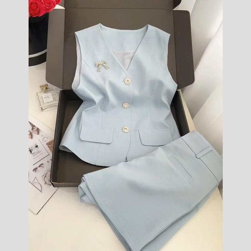 セットアップ レディース 夏 韓国風 流行り物 浅青味 限りない 遊撃手ズボン下 上下仕かける ポリエステル原料品 事務所心地よい 好いたらしいめ