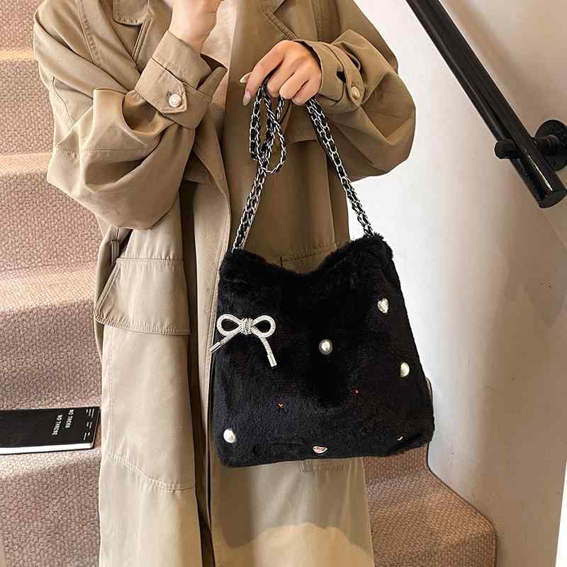 トートバッグ レディース 秋冬 ベルベット バケットバッグ 巾着 無地 ラウンド型 灰色 ブラック ベージュ キュート ガーリー