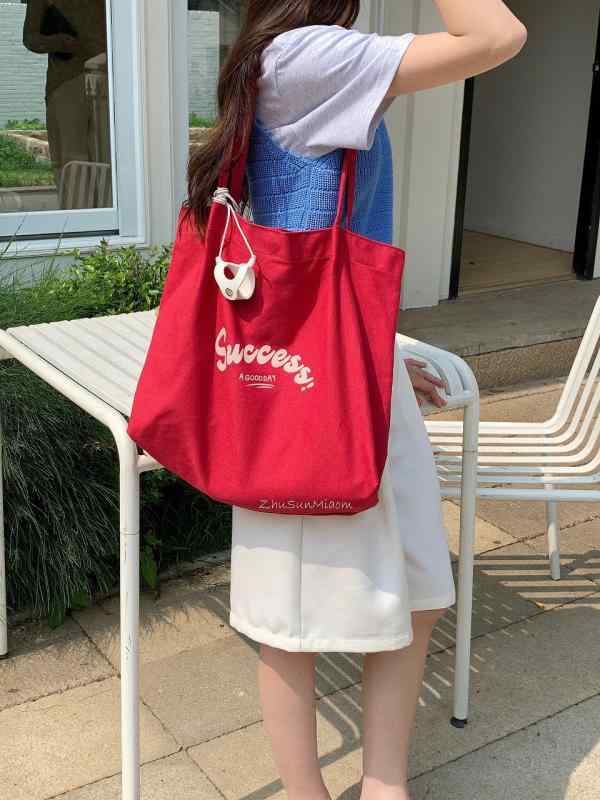 トートバッグ レディース 韓国風 大容量 キャンバス 学生 通勤 通学 旅行 カジュアル ホワイト イエロー レッド ブルー A4対応
