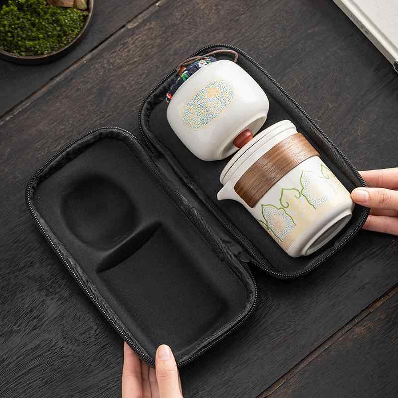 茶器 アウトドア 旅行用 ポータブル 陶瓷 ティーセット 急須 湯呑み セット 古韵白色 ギフト 贈り物