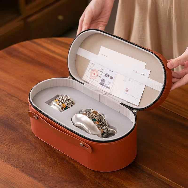 茶器 ティーセット 陶器 功夫茶 中国茶器セット 急須 湯呑み 銀メッキ ギフト 贈り物 旅行用 普段使い 高級感 和モダン