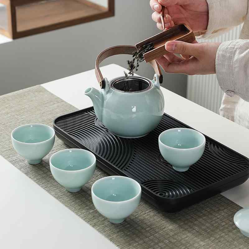 茶器 持っていく用 アウトドア 旅する 青磁 大電気容量 提梁壺 功夫茶 仕掛ける 瀬戸もの 茶杯 ティーセット 新中式 煎茶 物の具 その他-アウトドア