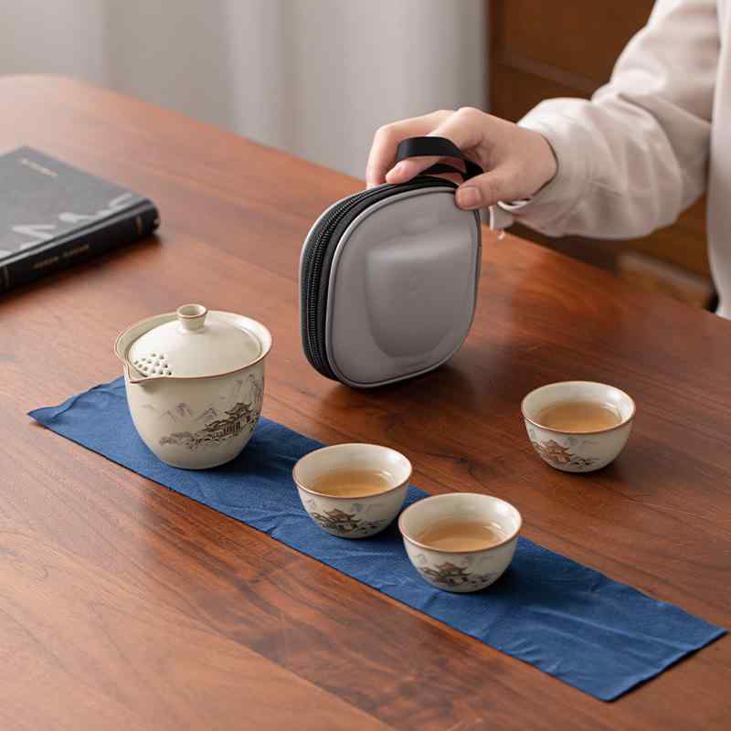 茶器 旅行茶具 陶器 功夫茶 セット 携帯用 茶器セット 青汝窯 黄汝窯 中国風 粗陶 3客 新中式 誕生日 記念品 8,129円