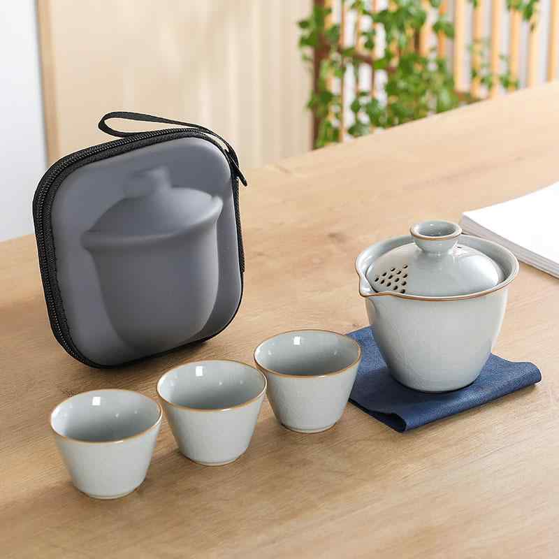茶器 アウトドア 携帯用 旅行 茶器セット 月白 汝? ティーセット 急須 湯呑み