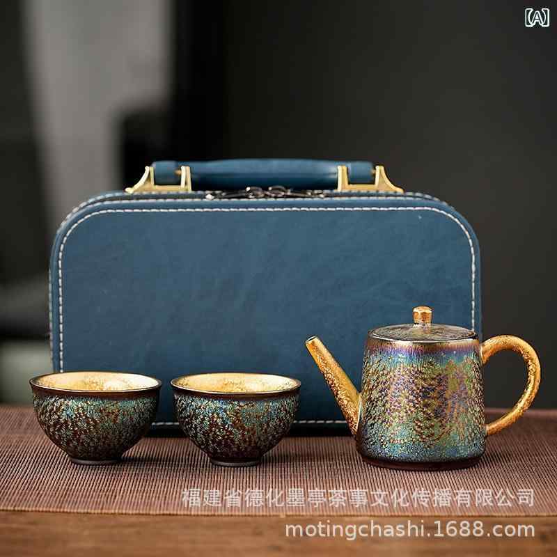 茶器 天目釉 ティーセット cer?mica 軽量 ギフト 旅行 功夫茶 磁器 7色 急須 湯呑み セット 贈り物