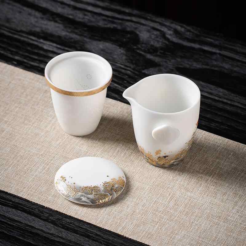 茶器 旅する茶具 portable 功夫茶 白磁 陶瓷茶杯 鯉 コイ アウトドア アウトドア-その他
