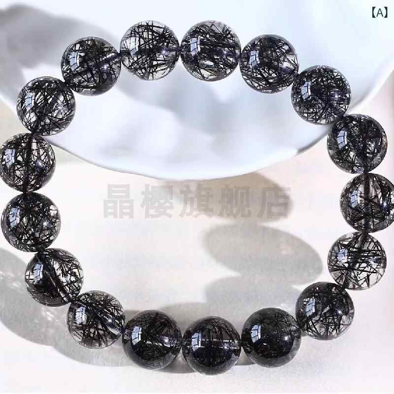 楽天市場】ブラックルチルクォーツ ブレスレット 8mm 17.5cm ブラック