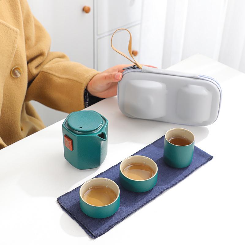 茶器 携帯用 茶器セット 陶器 黒陶 急須 湯呑み 2客 セット 家庭用 レトロ ティーセット