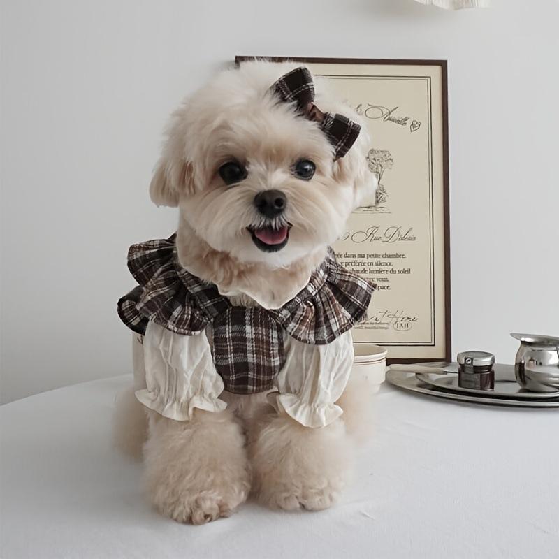 ペット服 犬用 猫用 服 スカート ベージュ系 ポリエステル