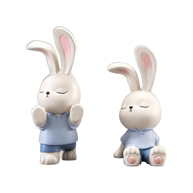 ブックエンド かわいい ウサギ 樹脂製 オブジェ リビング ルーム 子供部屋 学習机 デスク 卓上 飾り ギフト